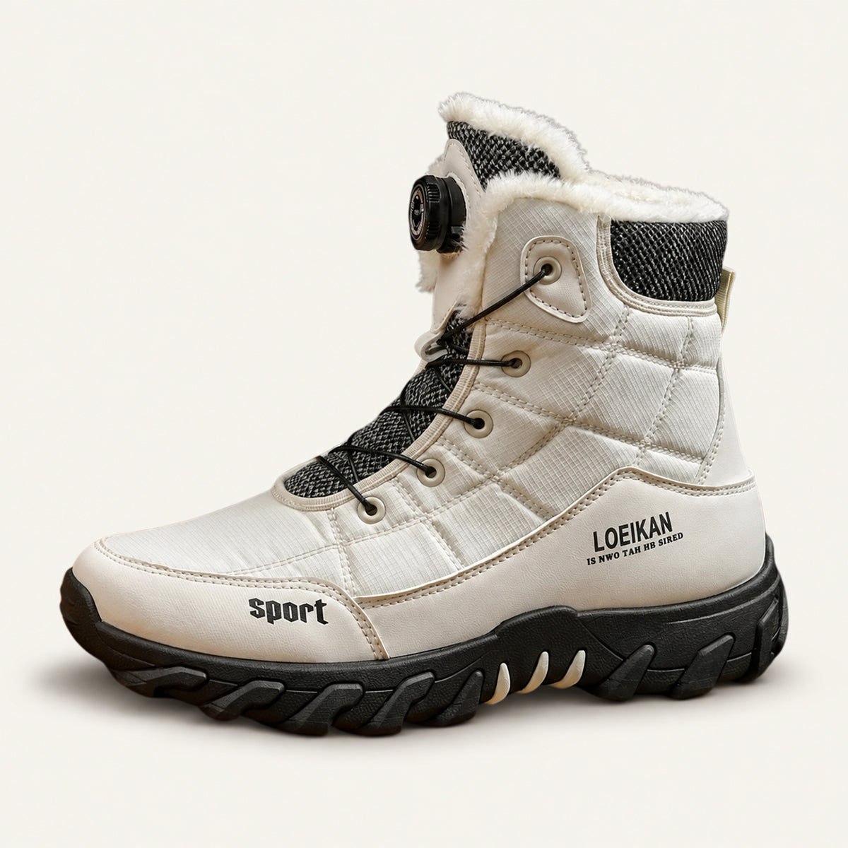 Men's Snow Boots with Fur Lining, Lace-Up Rotary Dial and Anti-Slip Sole