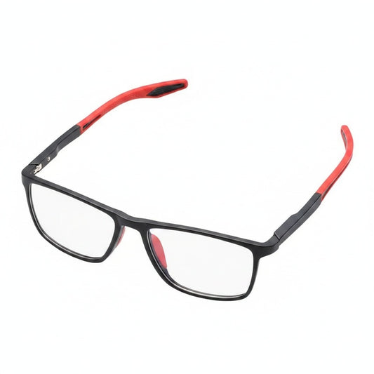 Men's Sports Reading Glasses with Blue Light Filter, Rectangular Frame, and Spring Hinge - 1