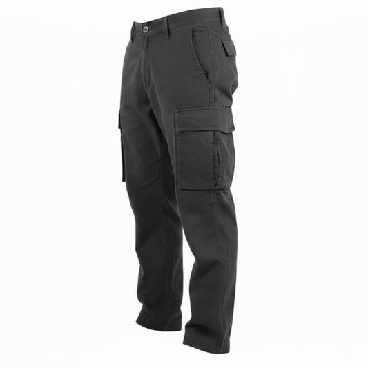Men's Straight Cargo Pants with Multiple Pockets and Elastic Waist - 1