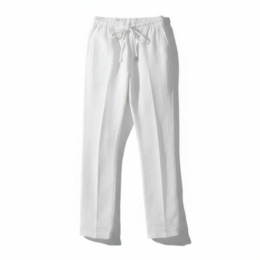 Men's Straight Pants with Elastic Waist and Drawstring - 1