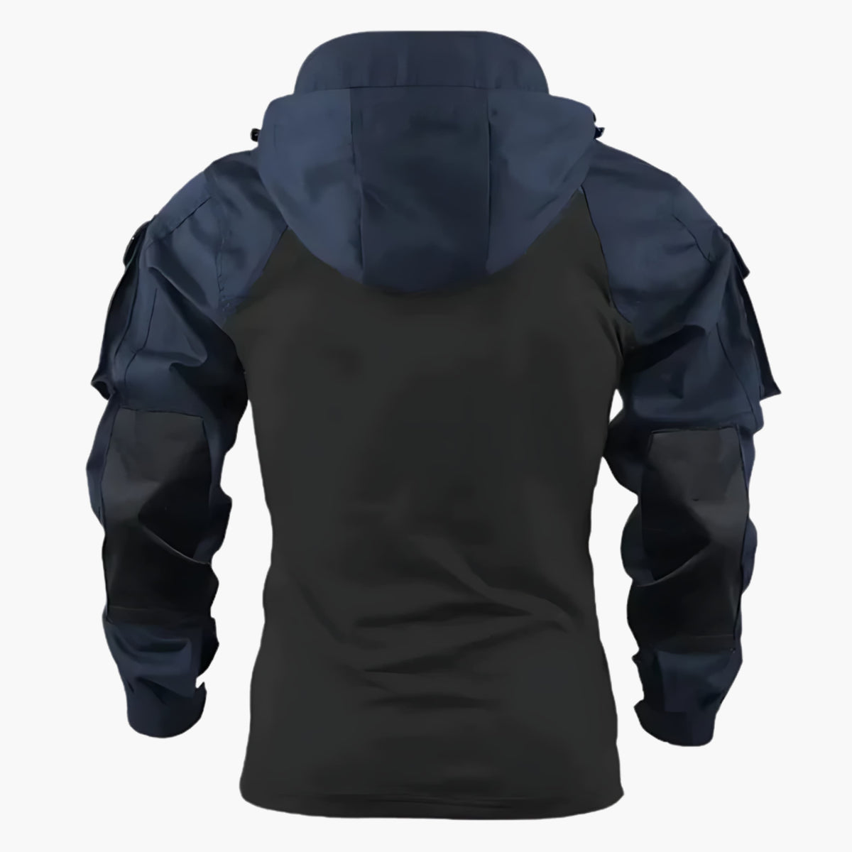 Men's Tactical Hooded Jacket with Stand Collar and Half Zip