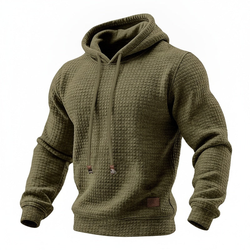 Men's Textured Pullover Hoodie with Drawstring Hood