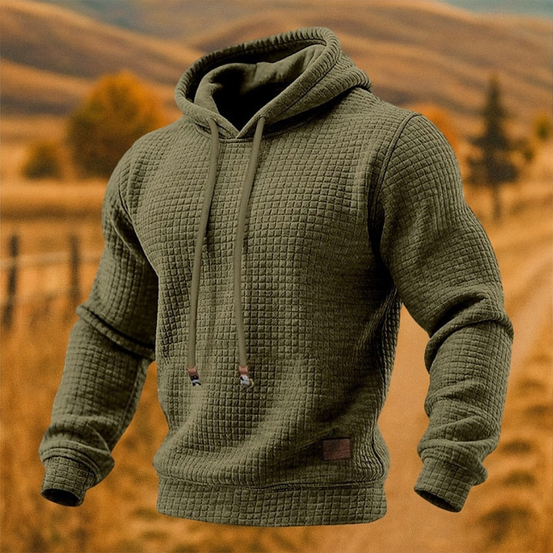 Men's Textured Pullover Hoodie with Drawstring Hood