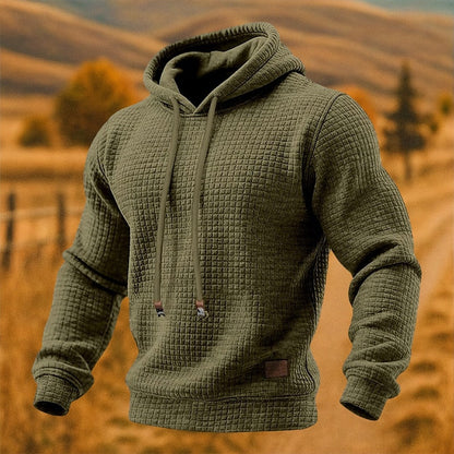 Men's Textured Pullover Hoodie with Drawstring Hood