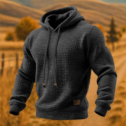 Men's Textured Pullover Hoodie with Drawstring Hood