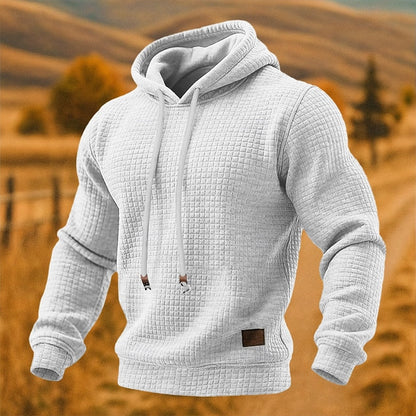 Men's Textured Pullover Hoodie with Drawstring Hood