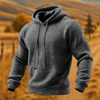 Men's Textured Pullover Hoodie with Drawstring Hood