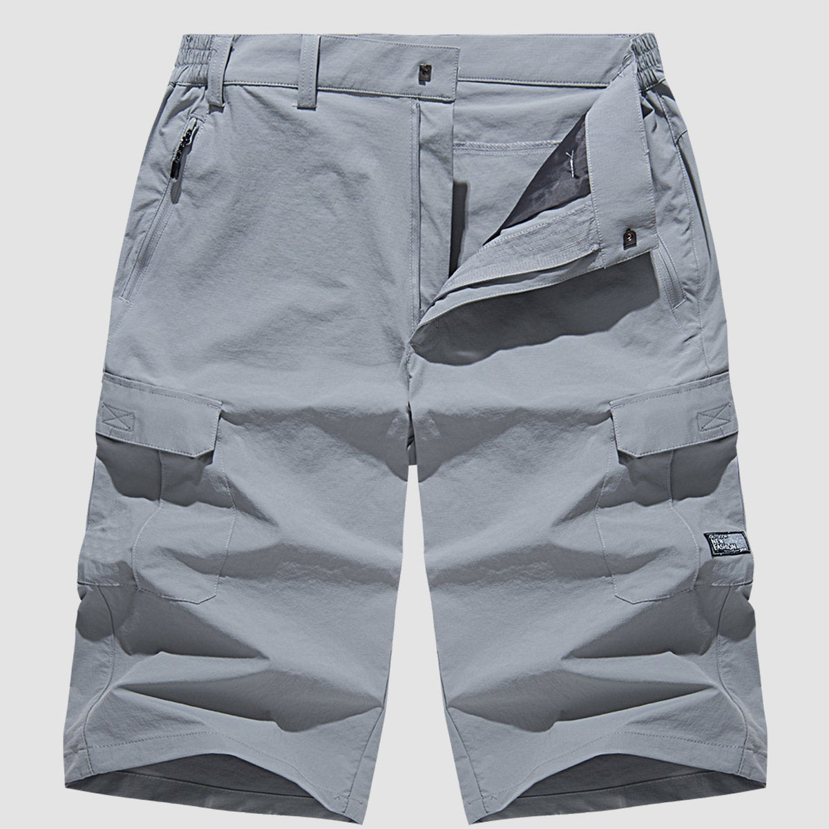 Men's Three-Quarter Cargo Shorts with Side Pockets and Zipper Closure - 4