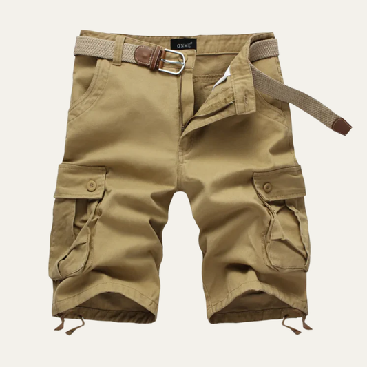 Men's Utility Cargo Shorts with Multiple Pockets and Belt - 1