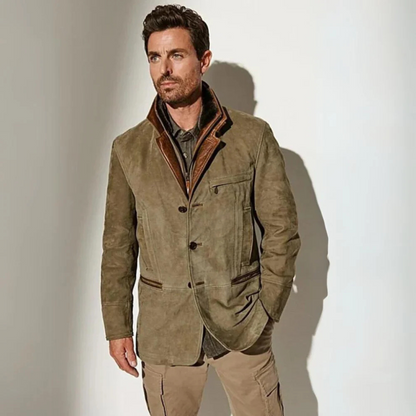 Men's Vintage Blazer Jacket with Notch Lapel and Pockets