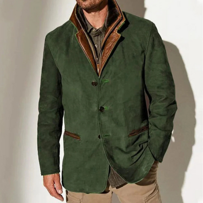Men's Vintage Blazer Jacket with Notch Lapel and Pockets
