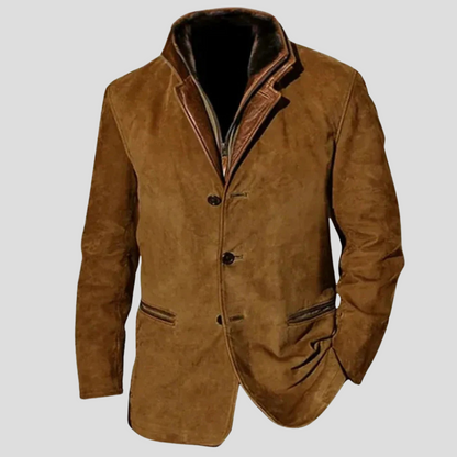 Men's Vintage Blazer Jacket with Notch Lapel and Pockets