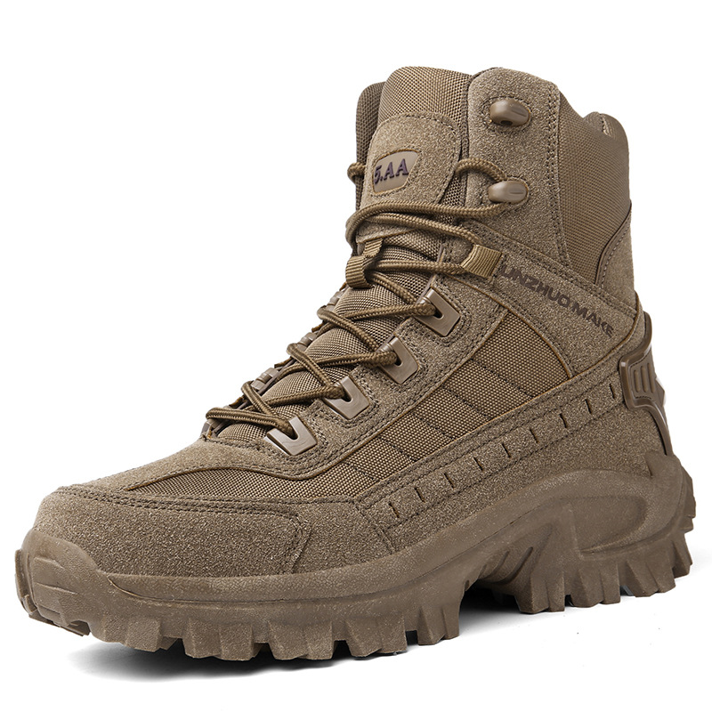 Men's Waterproof Tactical Work Boots with Side Zip and Speed Lace Hooks