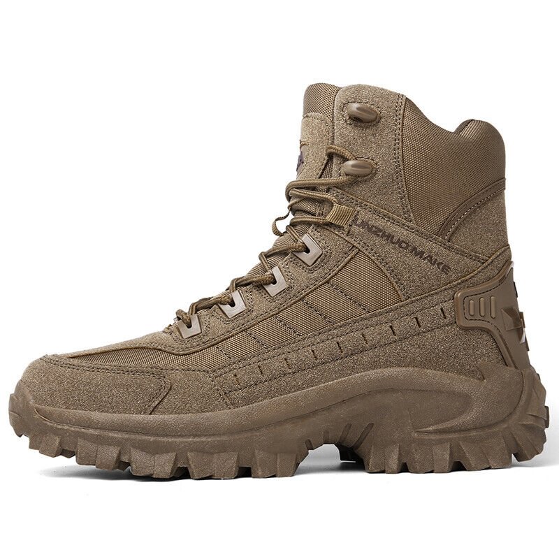 Men's Waterproof Tactical Work Boots with Side Zip and Speed Lace Hooks