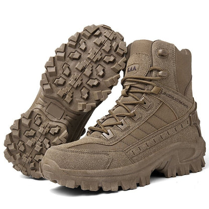 Men's Waterproof Tactical Work Boots with Side Zip and Speed Lace Hooks