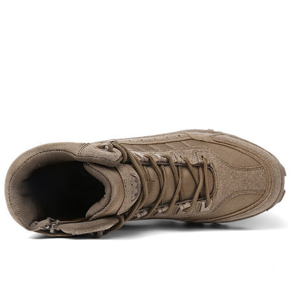Men's Waterproof Tactical Work Boots with Side Zip and Speed Lace Hooks