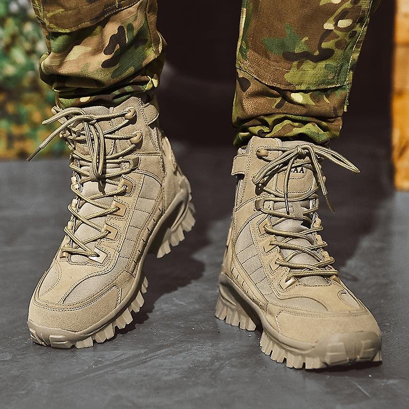 Men's Waterproof Tactical Work Boots with Side Zip and Speed Lace Hooks