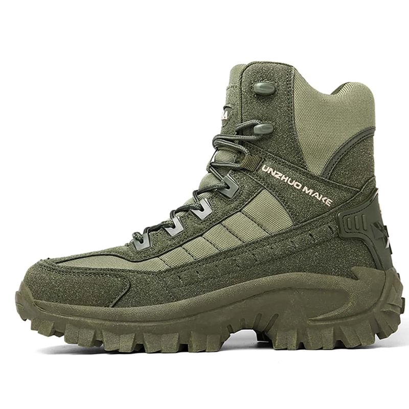 Men's Waterproof Tactical Work Boots with Side Zip and Speed Lace Hooks