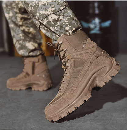 Men's Waterproof Tactical Work Boots with Side Zip and Speed Lace Hooks