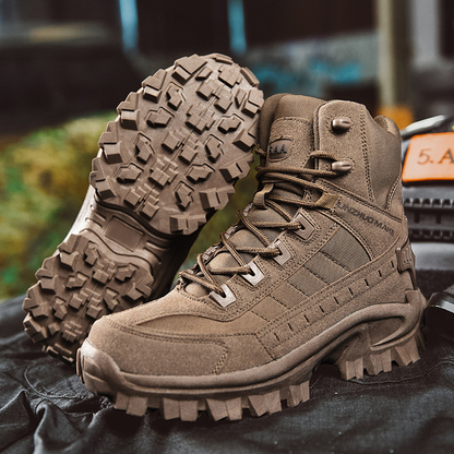 Men's Waterproof Tactical Work Boots with Side Zip and Speed Lace Hooks