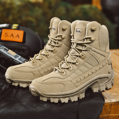 Men's Waterproof Tactical Work Boots with Side Zip and Speed Lace Hooks