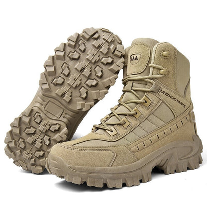 Men's Waterproof Tactical Work Boots with Side Zip and Speed Lace Hooks