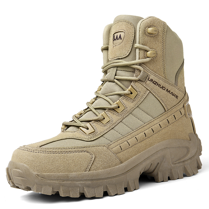 Men's Waterproof Tactical Work Boots with Side Zip and Speed Lace Hooks
