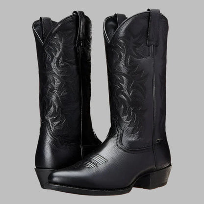 Men's Western Cowboy Boots with Decorative Stitching