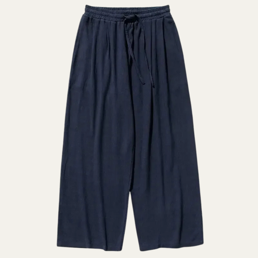 Men's Wide Pants with Elastic Waist and Drawstring - 1