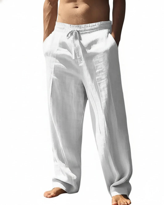 Men's Wide Pants with Elastic Waist and Drawstring - 1