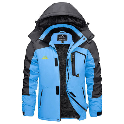 Men's Winter Ski Jacket with Hood and Fleece Lining