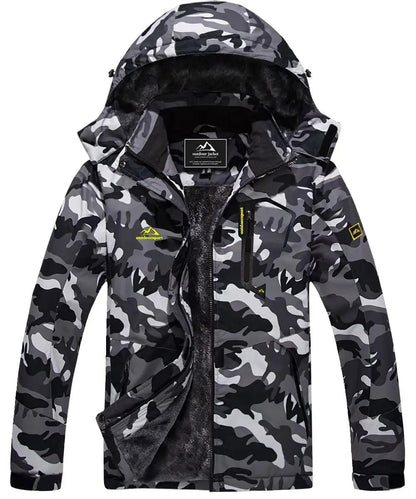 Men's Winter Ski Jacket with Hood and Fleece Lining