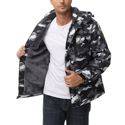 Men's Winter Ski Jacket with Hood and Fleece Lining