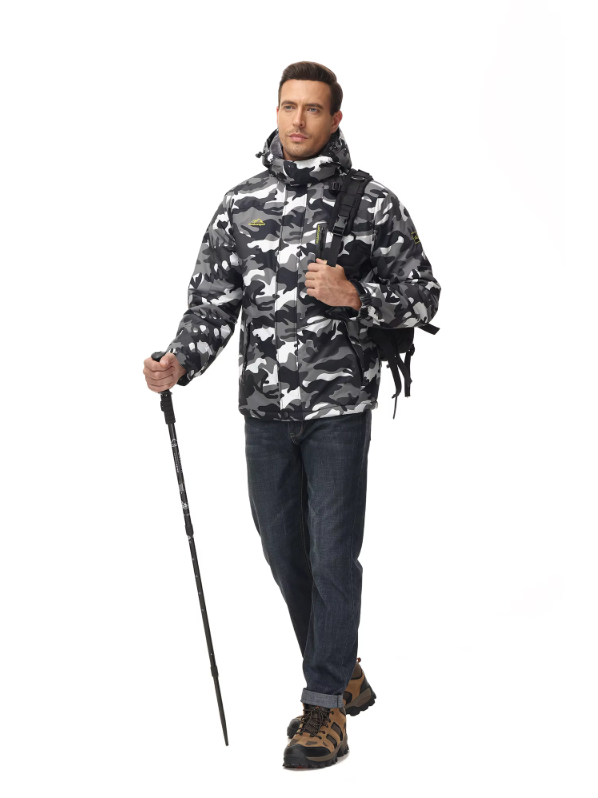 Men's Winter Ski Jacket with Hood and Fleece Lining