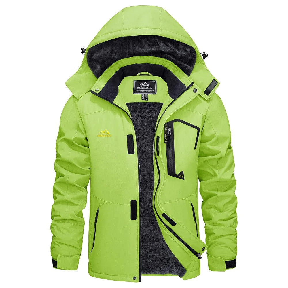 Men's Winter Ski Jacket with Hood and Fleece Lining