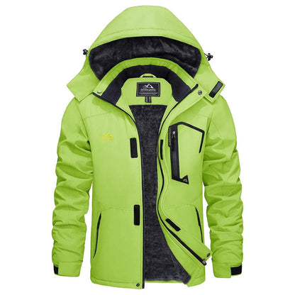 Men's Winter Ski Jacket with Hood and Fleece Lining