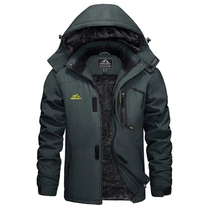Men's Winter Ski Jacket with Hood and Fleece Lining