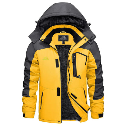 Men's Winter Ski Jacket with Hood and Fleece Lining
