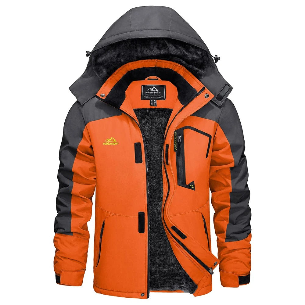 Men's Winter Ski Jacket with Hood and Fleece Lining