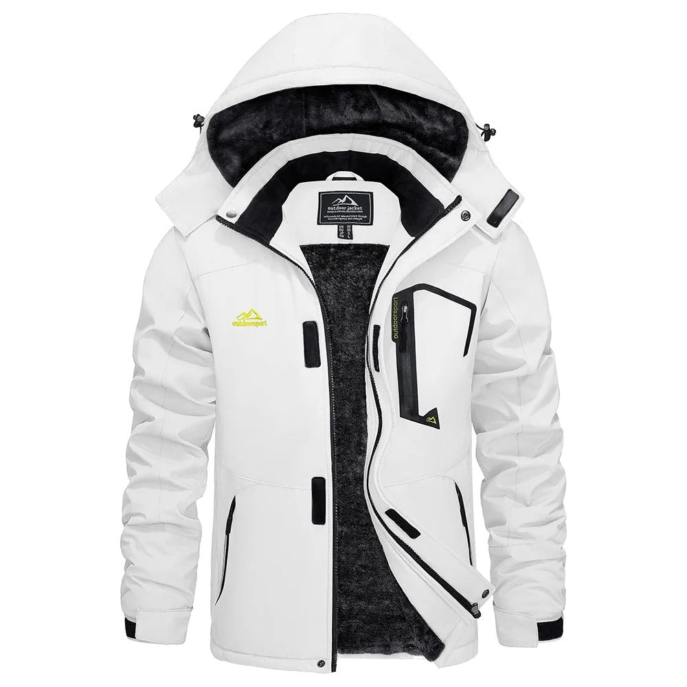Men's Winter Ski Jacket with Hood and Fleece Lining