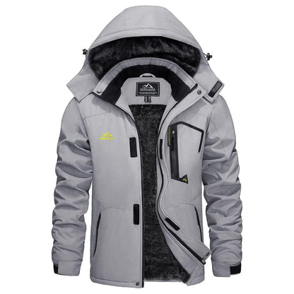 Men's Winter Ski Jacket with Hood and Fleece Lining