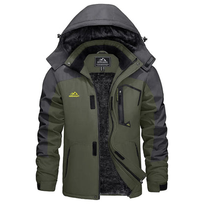 Men's Winter Ski Jacket with Hood and Fleece Lining