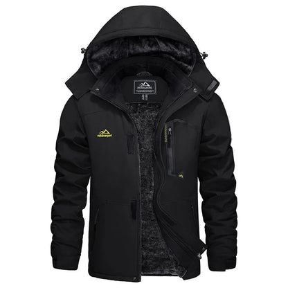 Men's Winter Ski Jacket with Hood and Fleece Lining