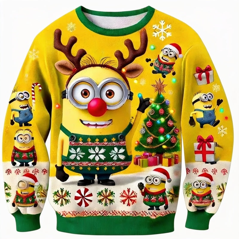 Unisex Christmas Sweater with Crew Neck and Festive Print