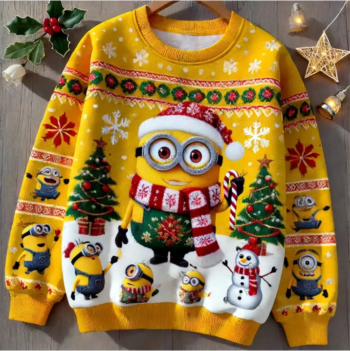 Unisex Christmas Sweater with Crew Neck and Festive Print