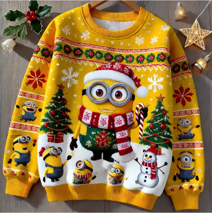 Unisex Christmas Sweater with Crew Neck and Festive Print