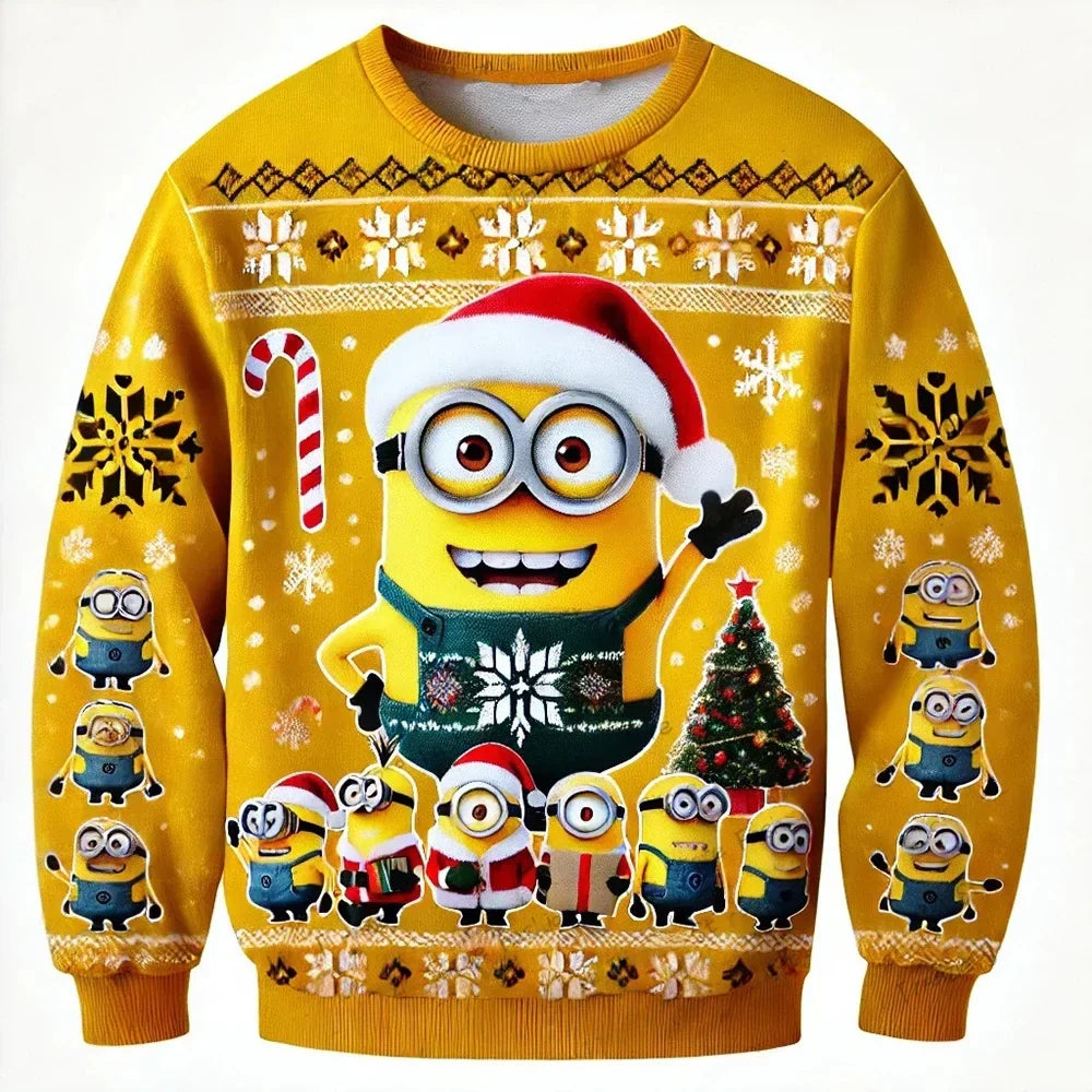 Unisex Christmas Sweater with Crew Neck and Festive Print