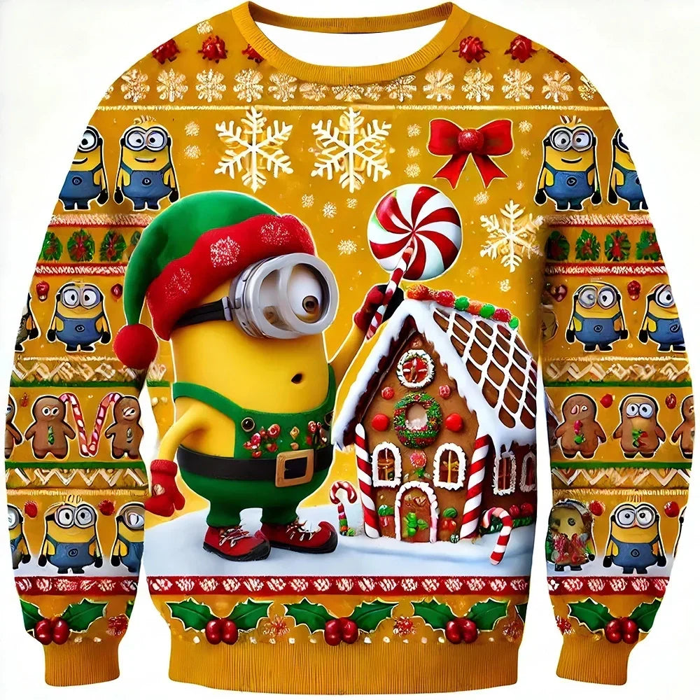 Unisex Christmas Sweater with Crew Neck and Festive Print