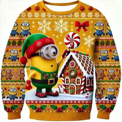 Unisex Christmas Sweater with Crew Neck and Festive Print