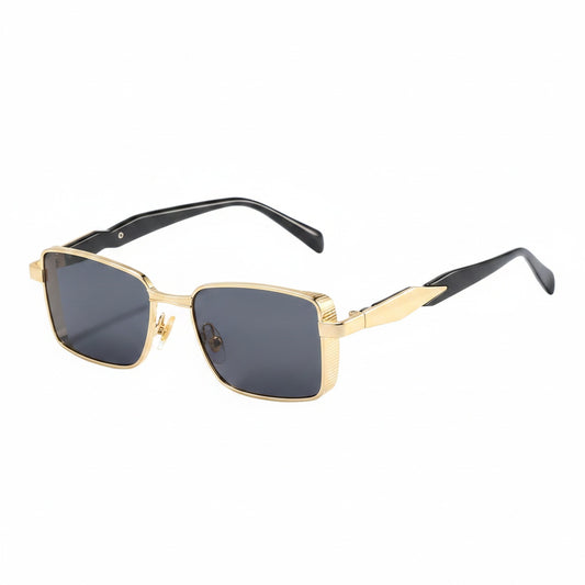 Unisex Rectangular Sunglasses Metal Frame with Gradient Lenses - 1